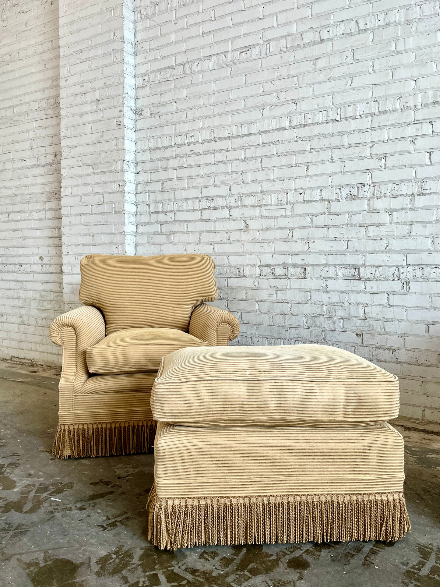 George Smith Scroll Arm Signature Chairs With Ottoman