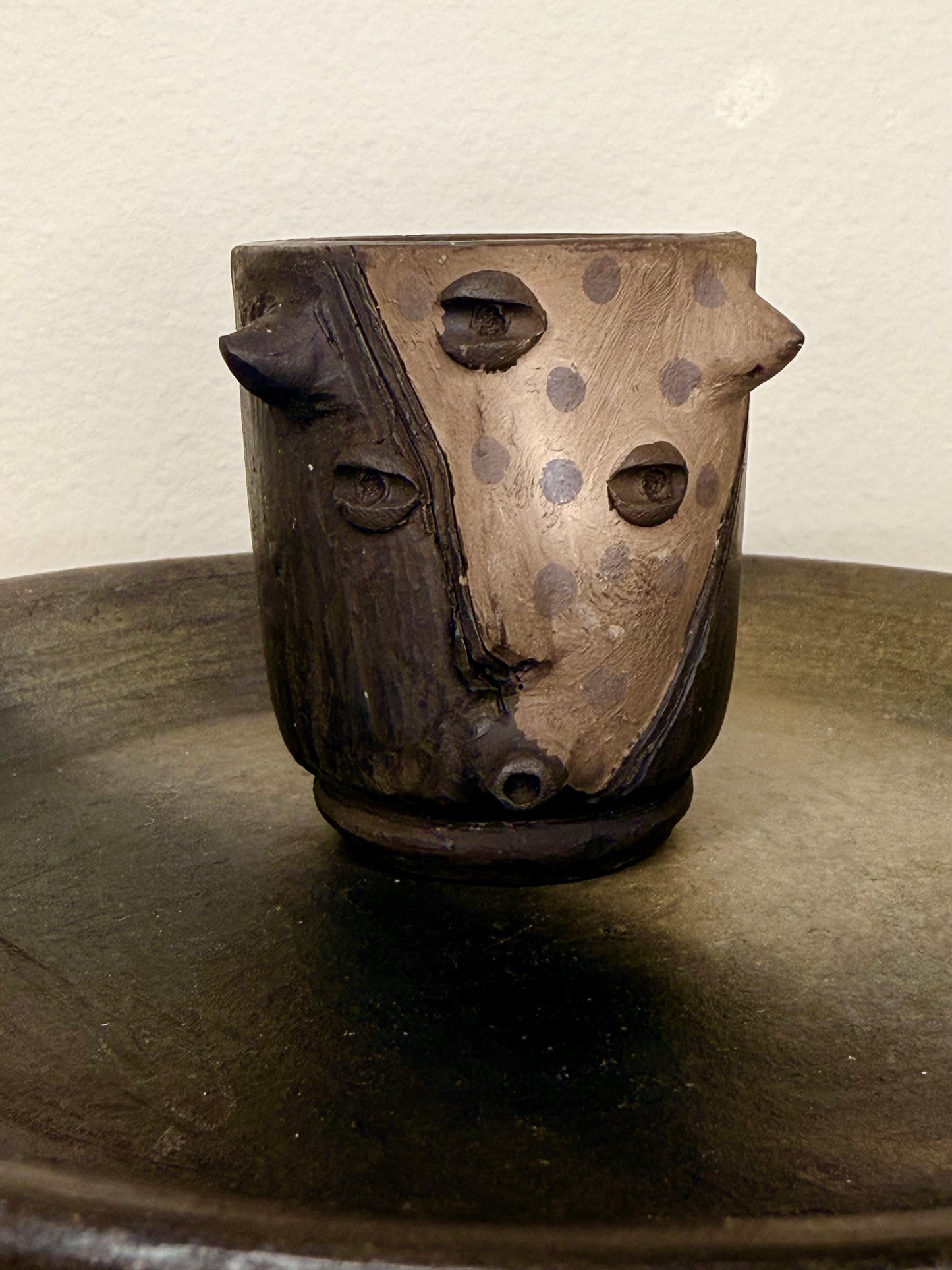 Mexican Surrealist Mezcal Clay Shot Glasses and Tray