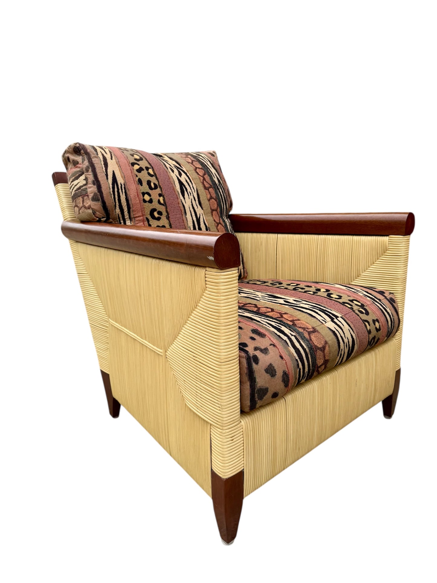Vintage John Hutton for Donghia Merbau Mahogany and Rattan Loungers