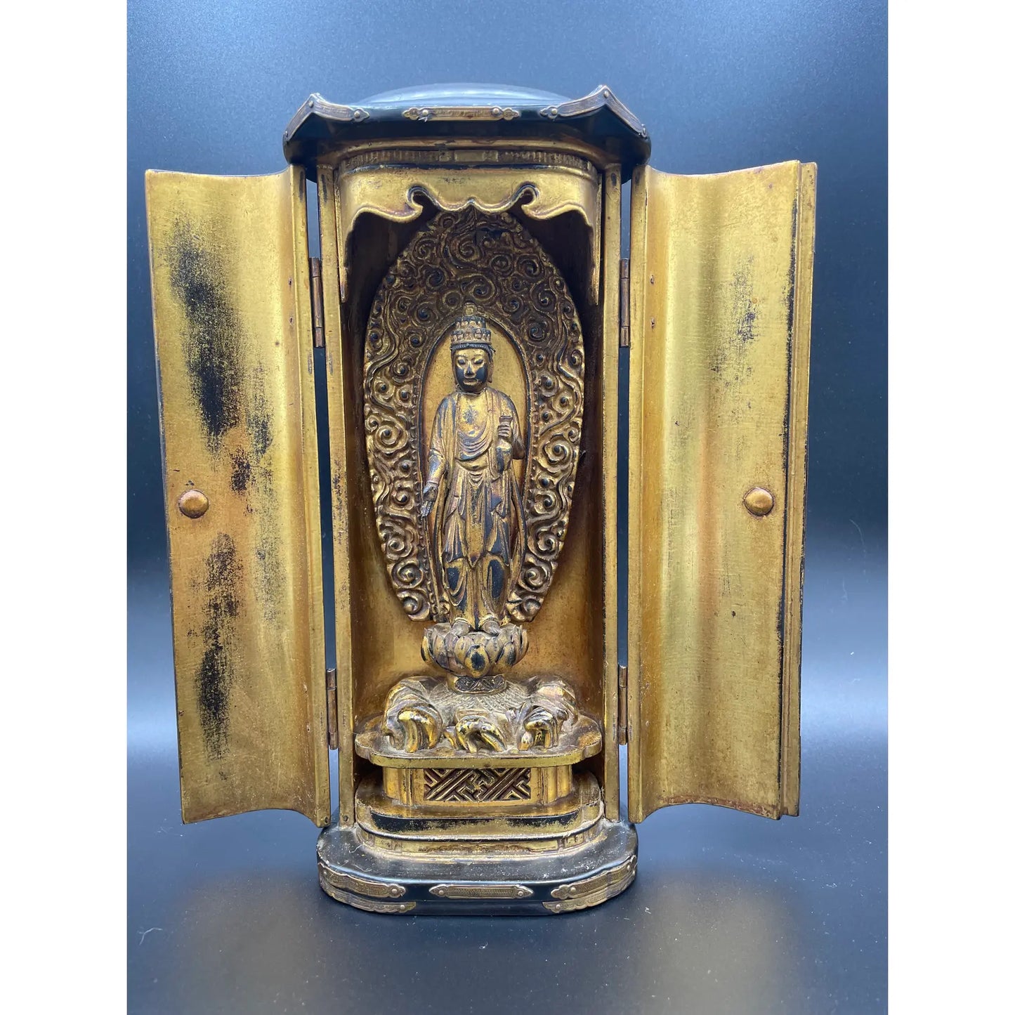 18th Century Japanese Edo Lacquered and Gilt Buddhist Zushi Shrine