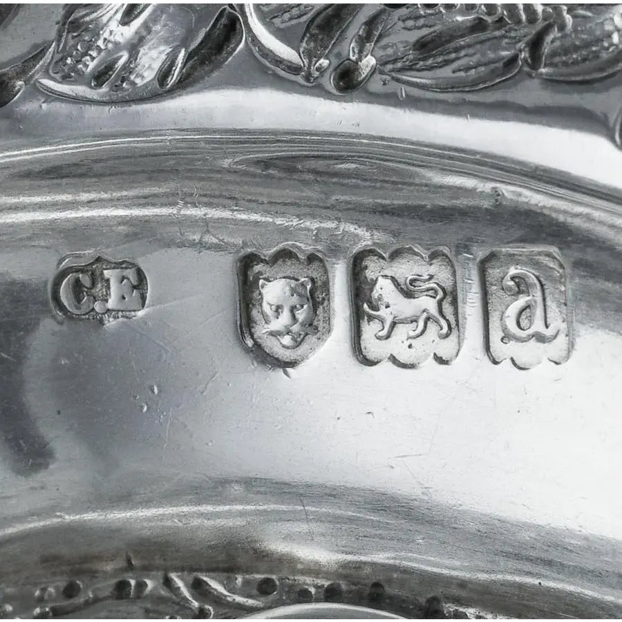 19th Century English Art Nouveau Sterling Silver Repoussé Nut Dish