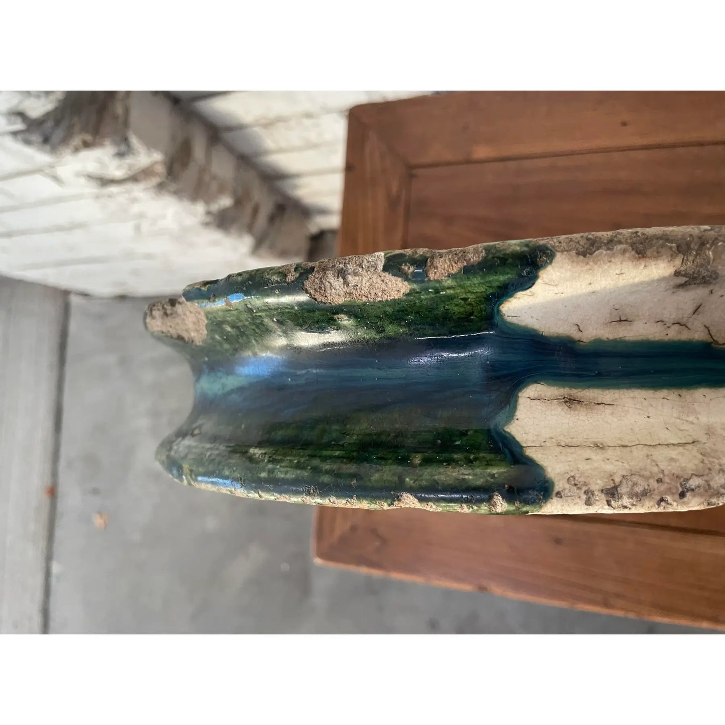 19th Century Japanese Oribe Ceramic Well Wheel Pully