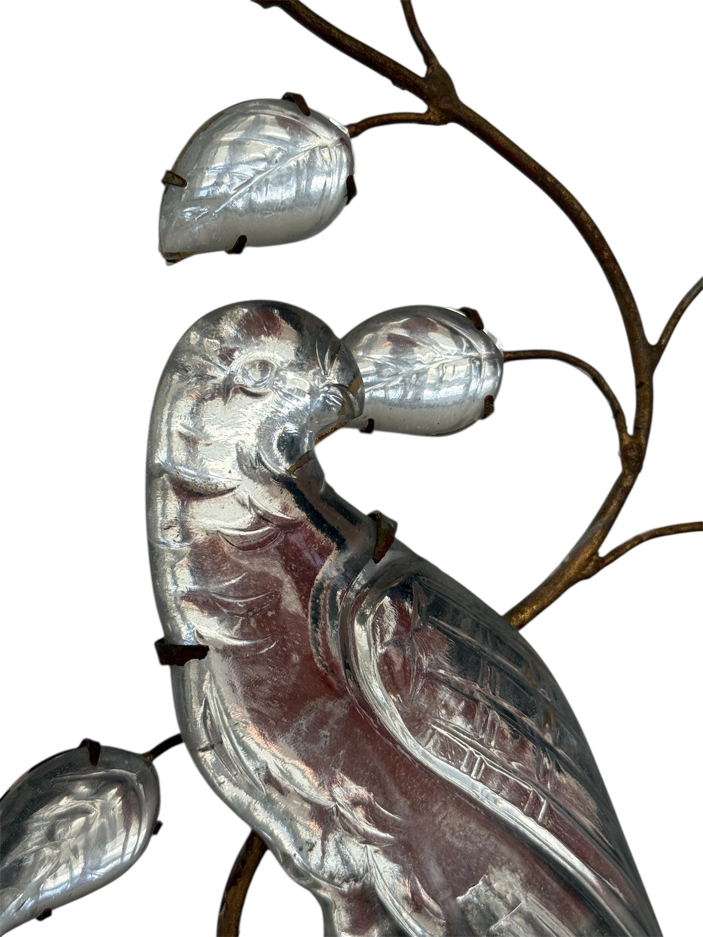 1930's Maison Baguès Rock Crystal Parrot and Urn Sconces