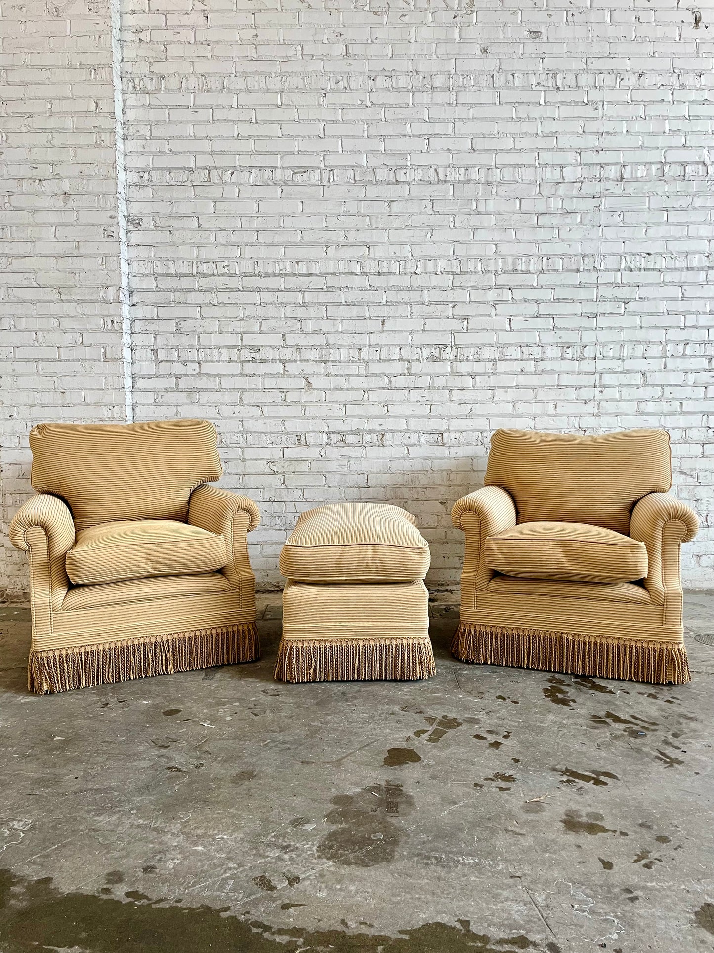 George Smith Scroll Arm Signature Chairs With Ottoman