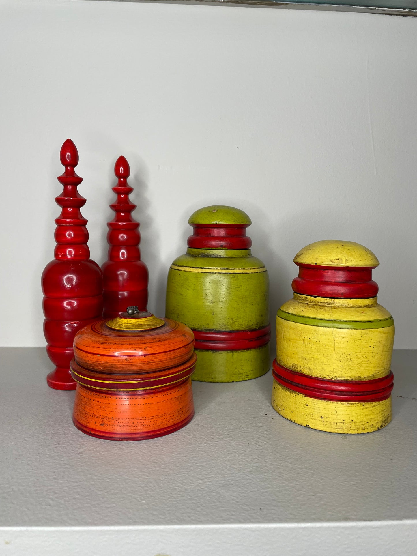 Antique Polychrome Painted and Lacquered Vessels