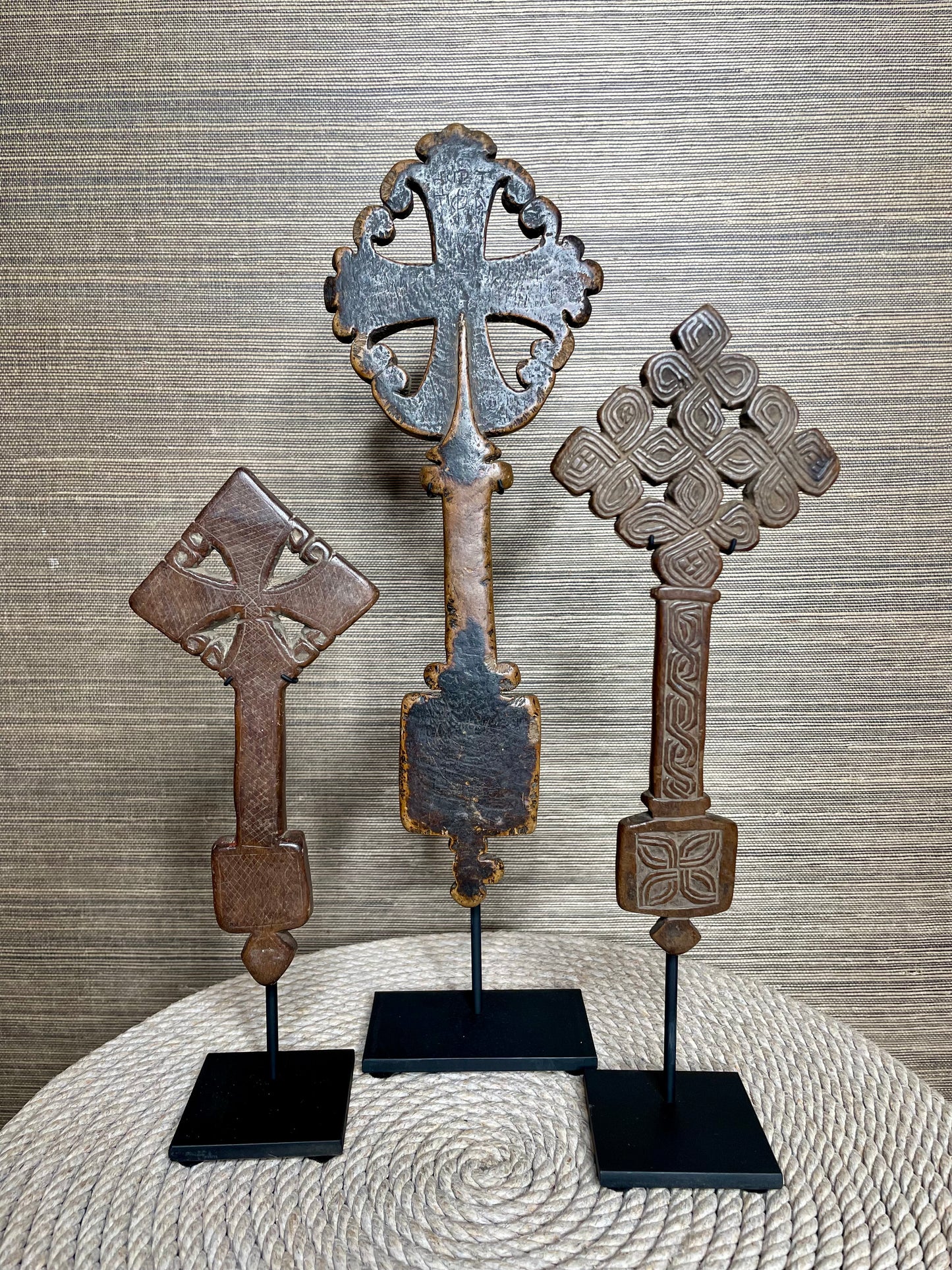 Antique Ethiopian Wooden Coptic Mäsqäl Crosses