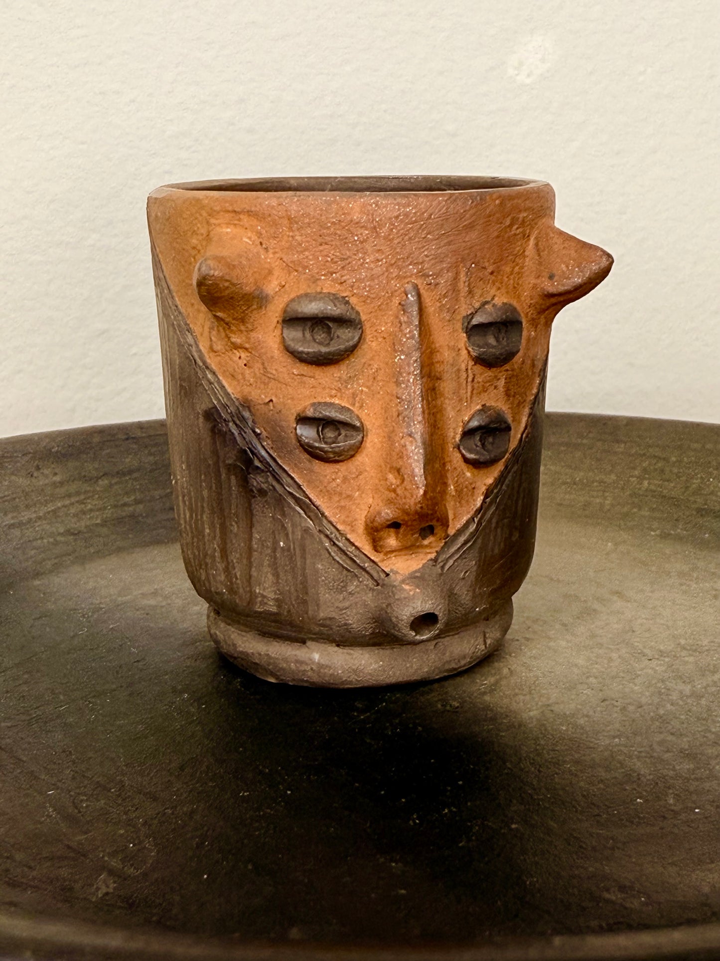 Mexican Surrealist Mezcal Clay Shot Glasses and Tray