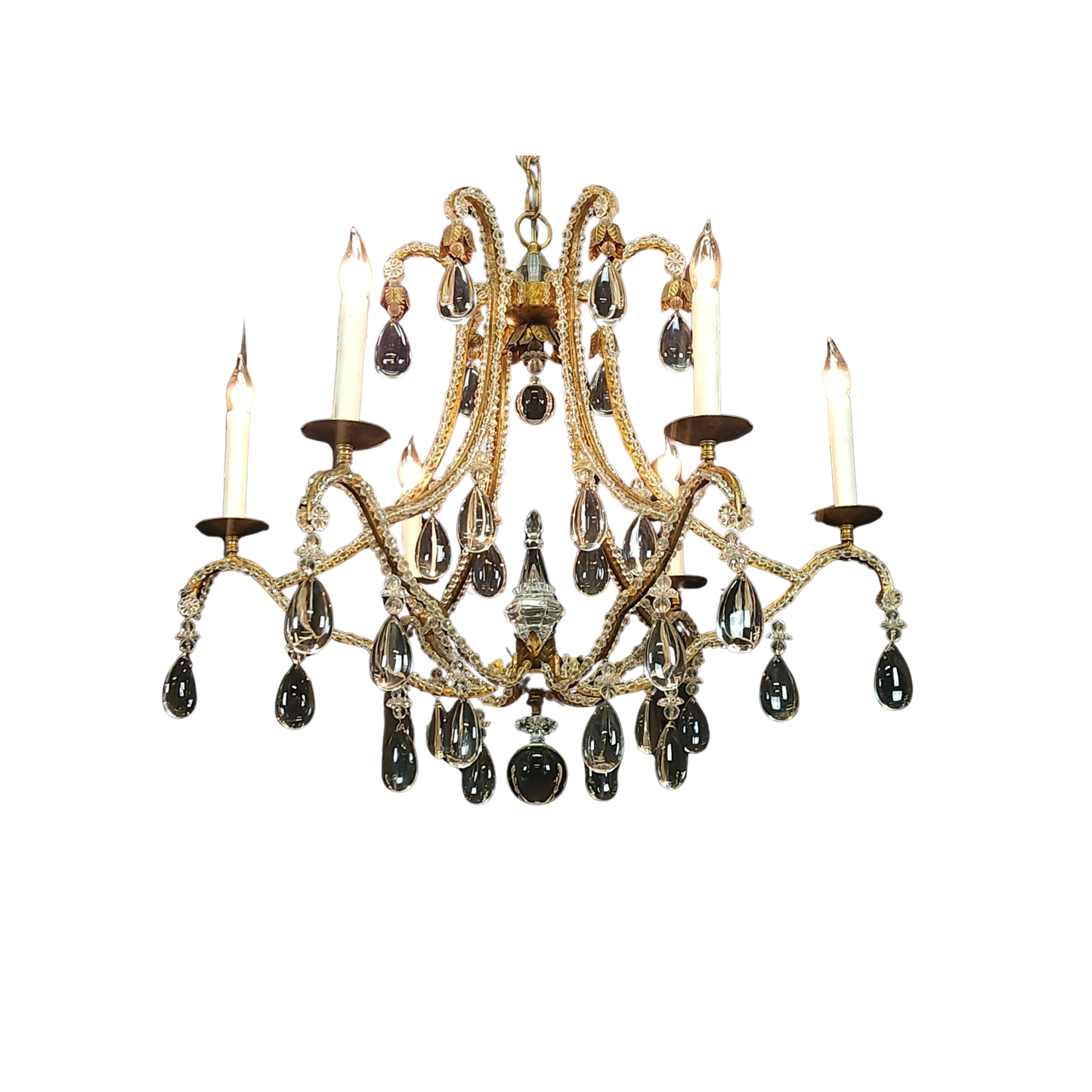Dennis & Leen Large Rock Crystal Gilt Chandelier