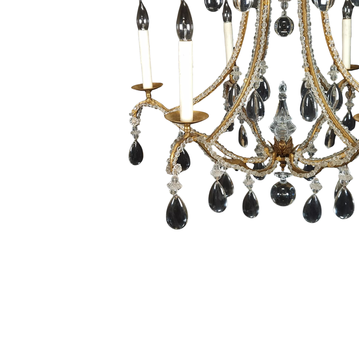 Dennis & Leen Large Rock Crystal Gilt Chandelier