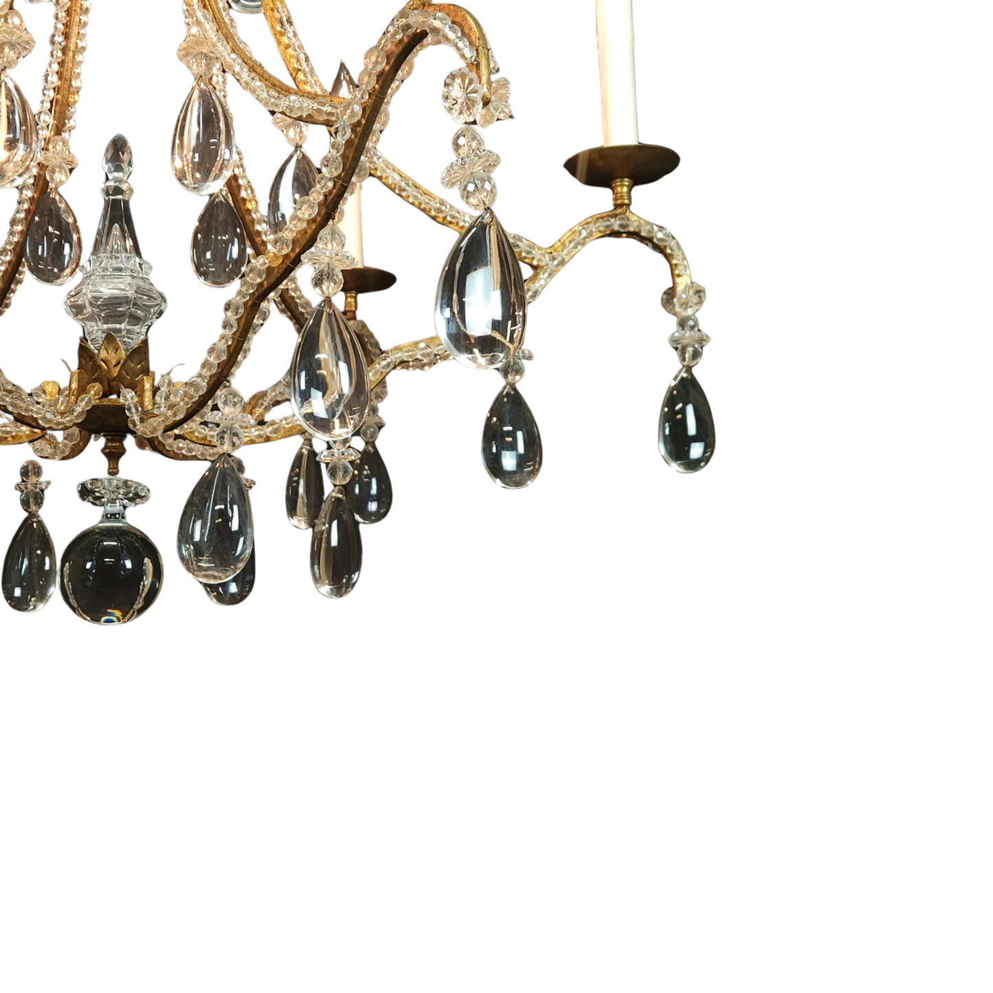 Dennis & Leen Large Rock Crystal Gilt Chandelier