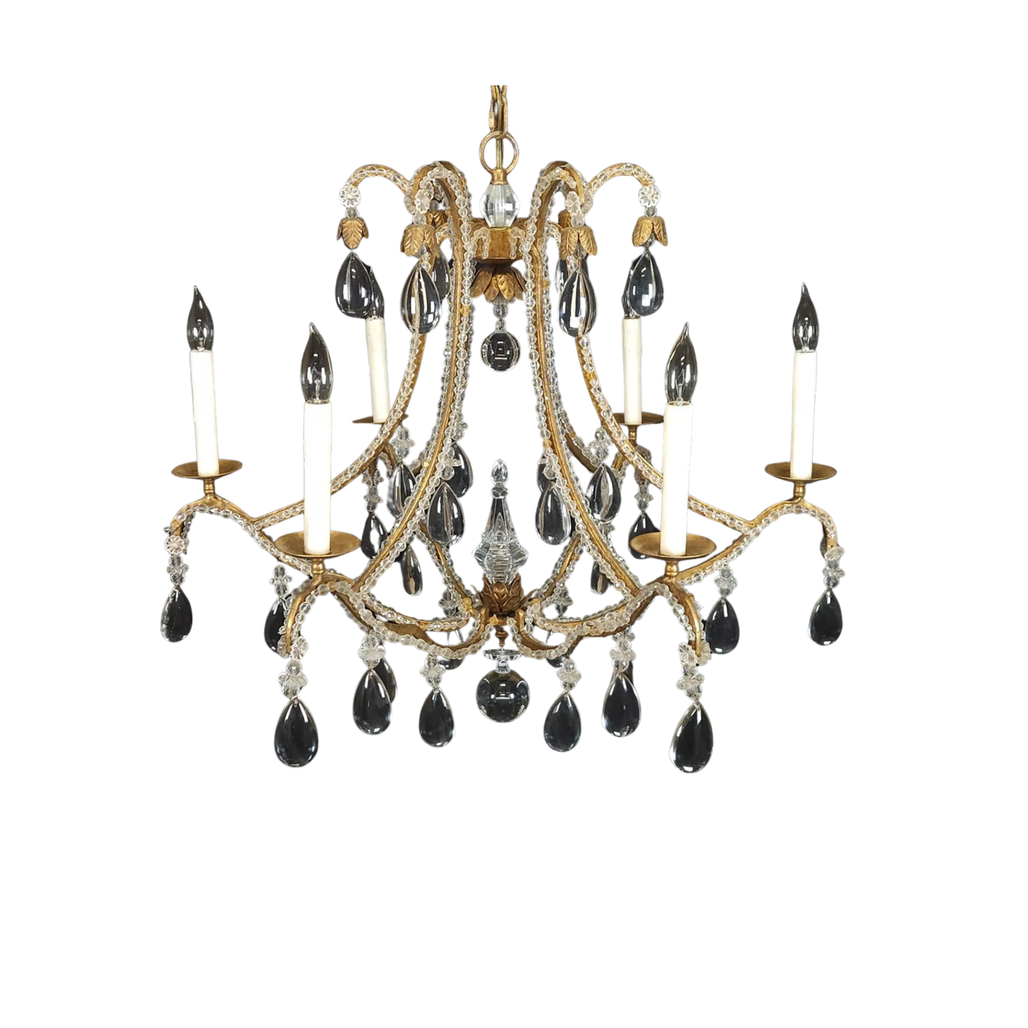 Dennis & Leen Large Rock Crystal Gilt Chandelier