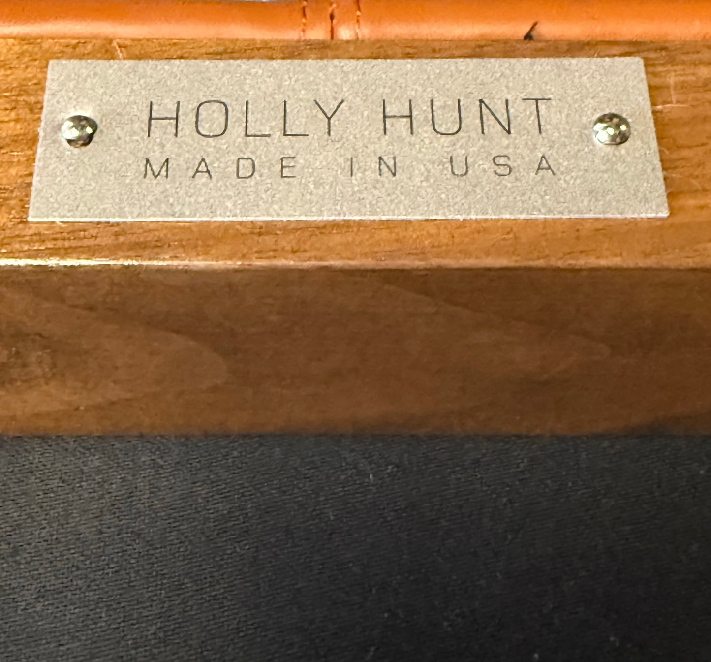 Holly Hunt Darder Leather Wingback Chairs and Ottoman