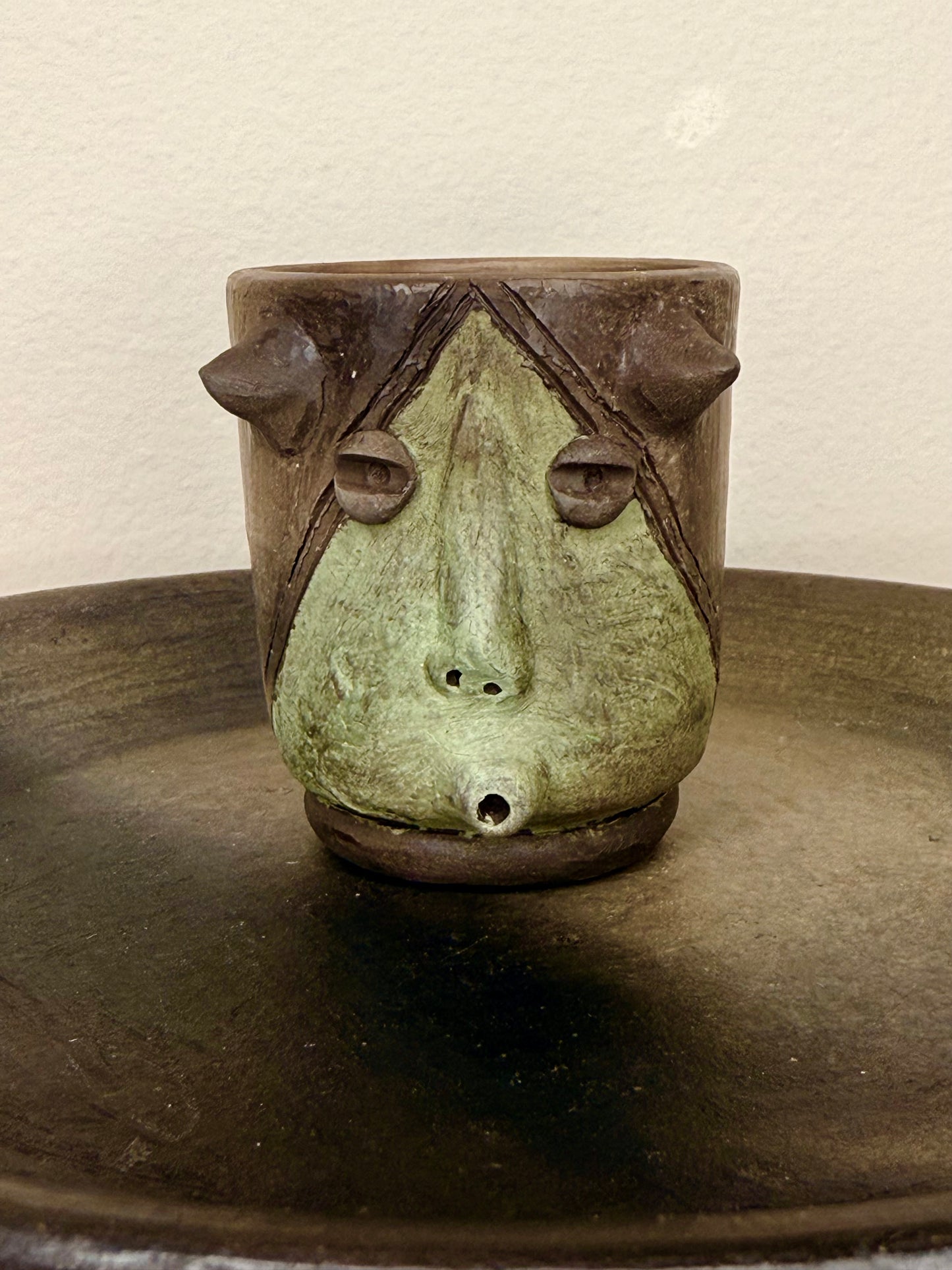 Mexican Surrealist Mezcal Clay Shot Glasses and Tray