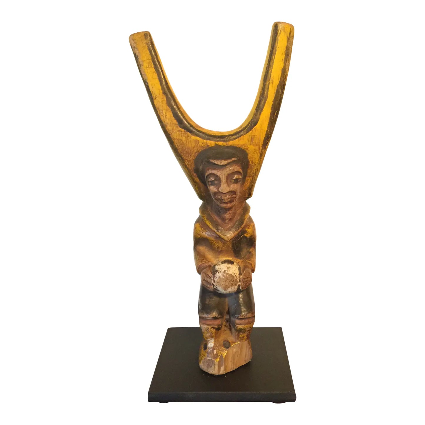 African Carved Soccer Player Slingshot
