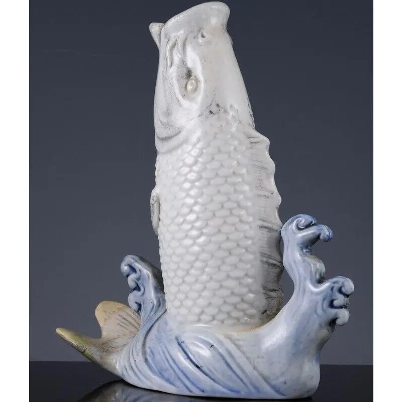19th Century Japanese Hirado Porcelain Leaping Koi Fish