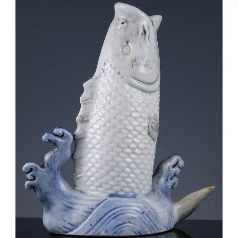 19th Century Japanese Hirado Porcelain Leaping Koi Fish