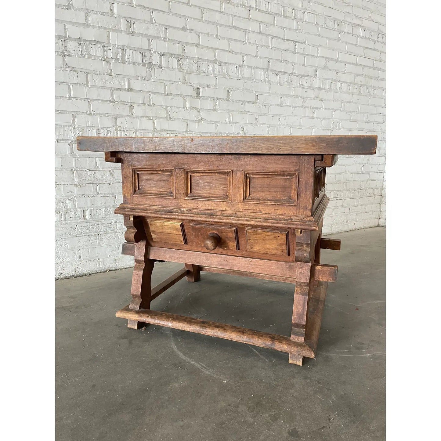 Antique Alpine Oak Tavern Jogl Table
