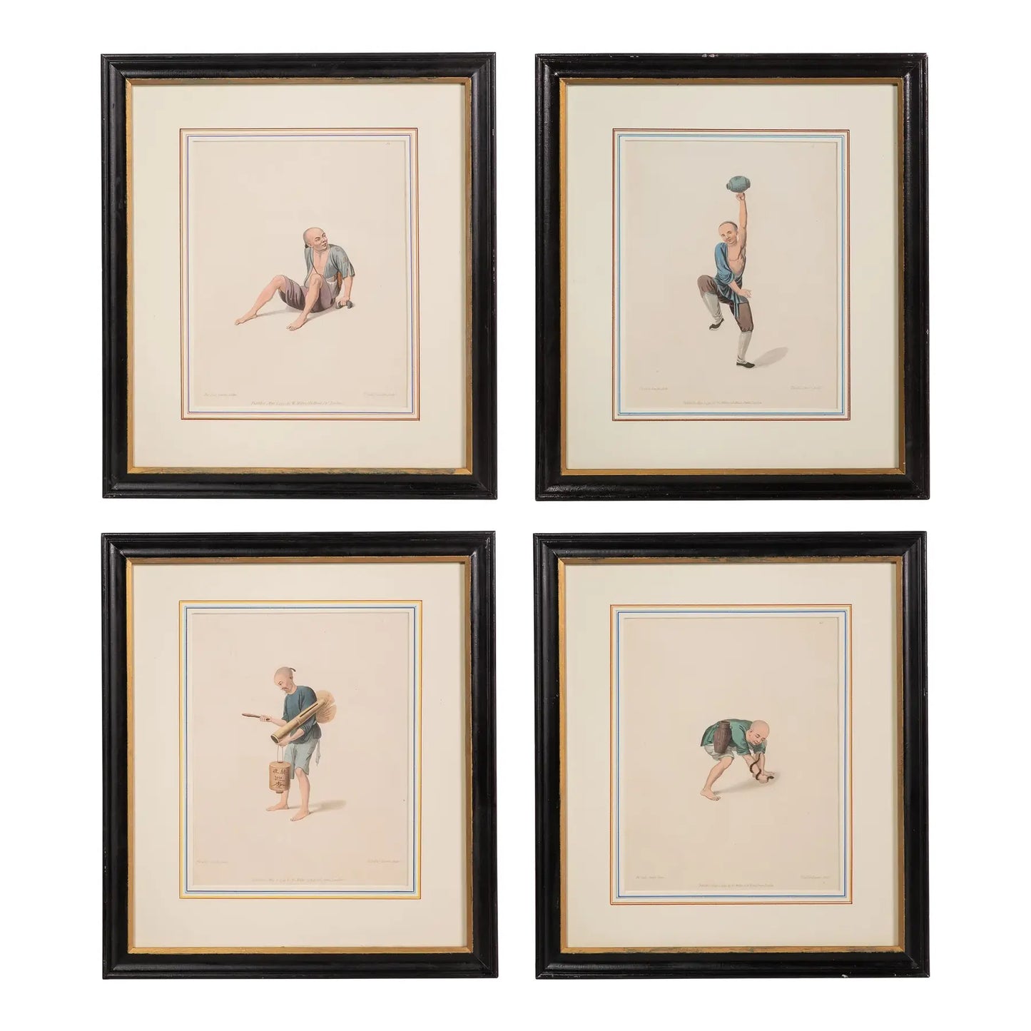 Antique Chinese Colored Engravings of 'Costumes of China'