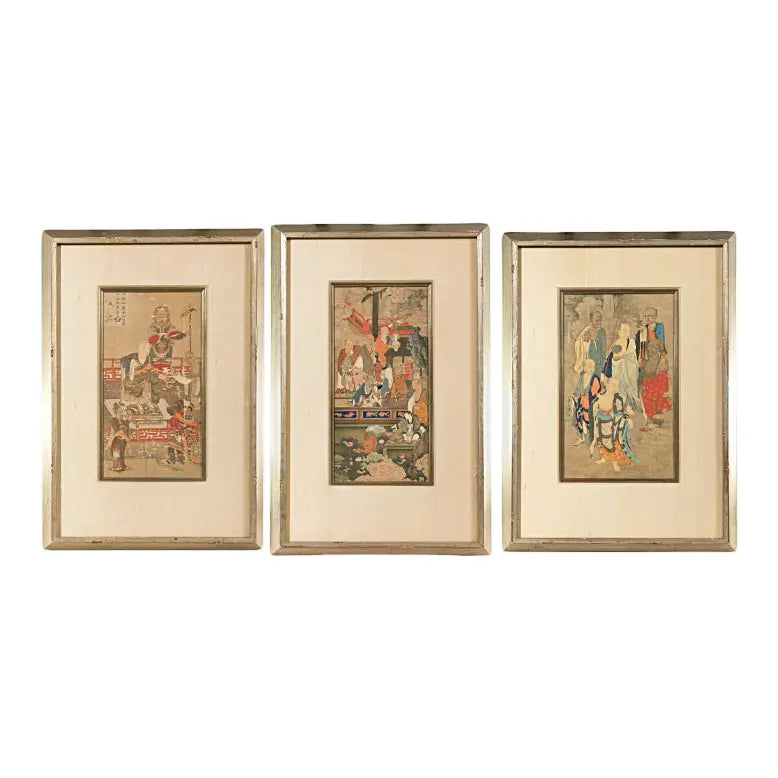 Antique Japanese Buddhist Framed Collotype Prints