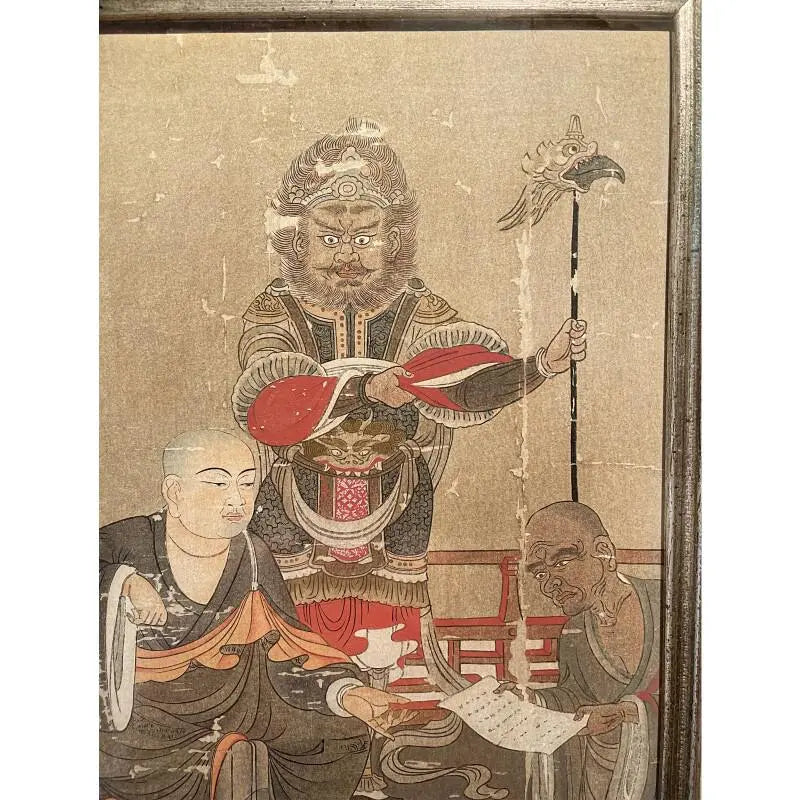 Antique Japanese Buddhist Framed Collotype Prints
