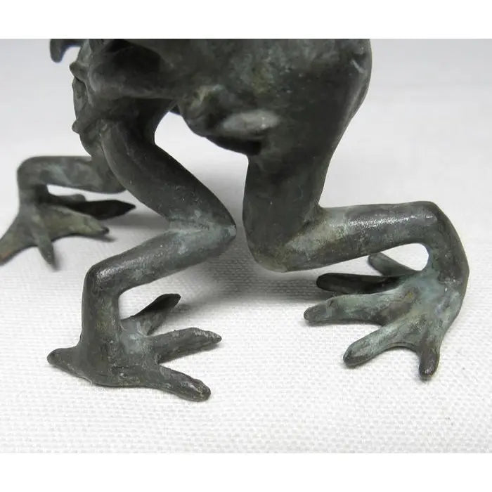 Antique Japanese Copper Sumo Wrestling Frogs