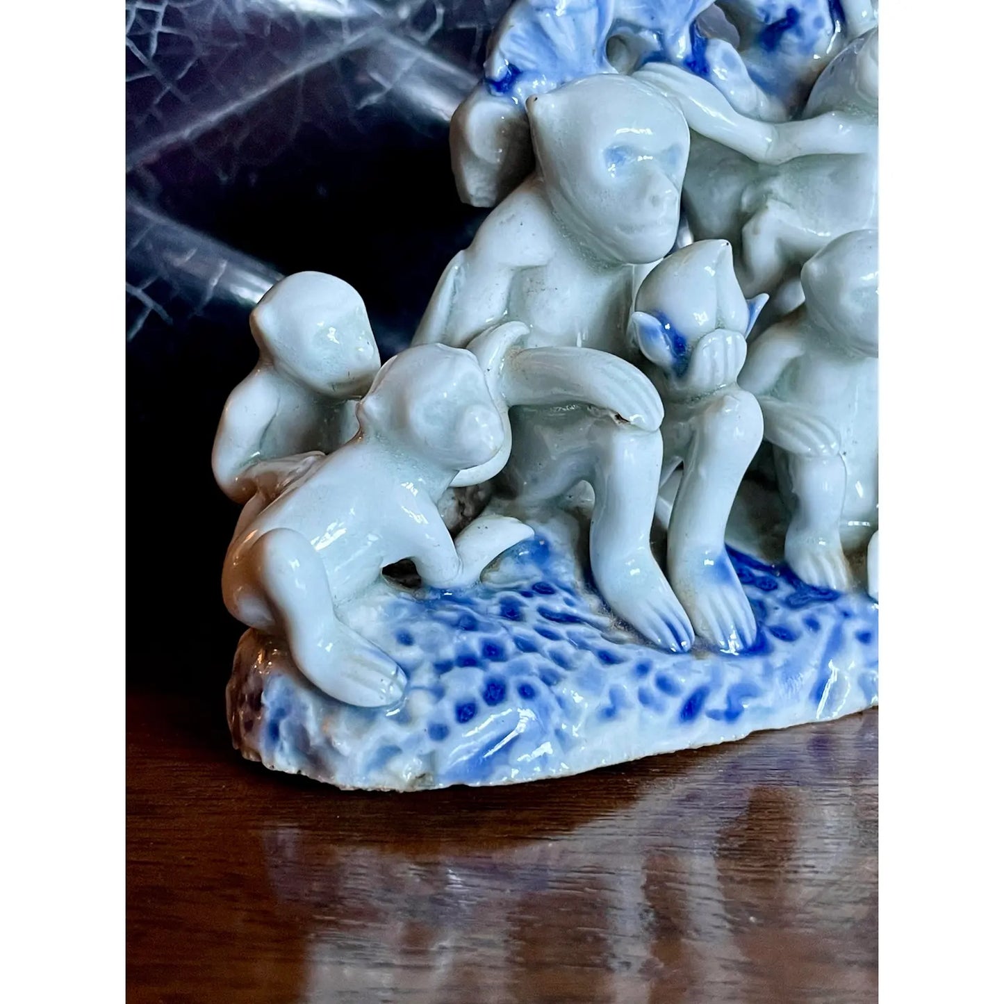 19th Century Japanese Hirado Porcelain Monkey Family
