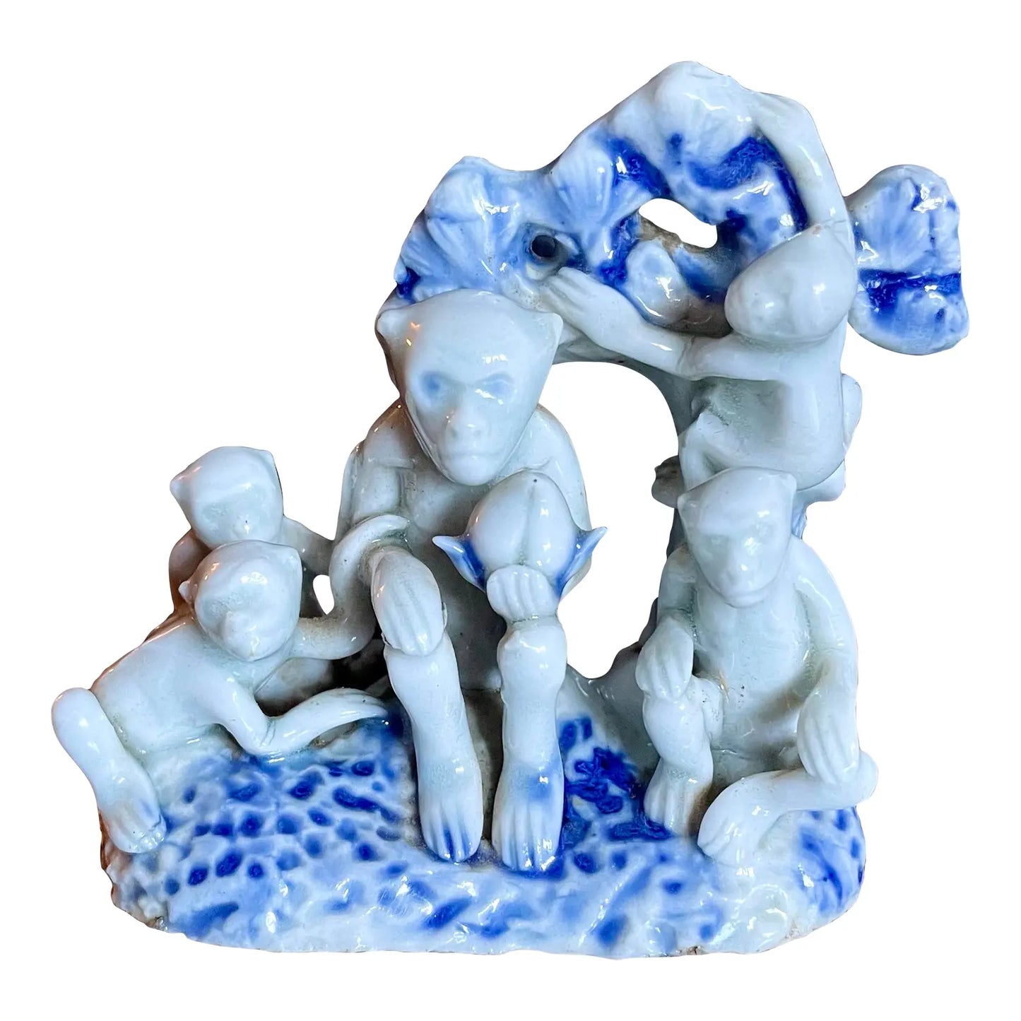 19th Century Japanese Hirado Porcelain Monkey Family
