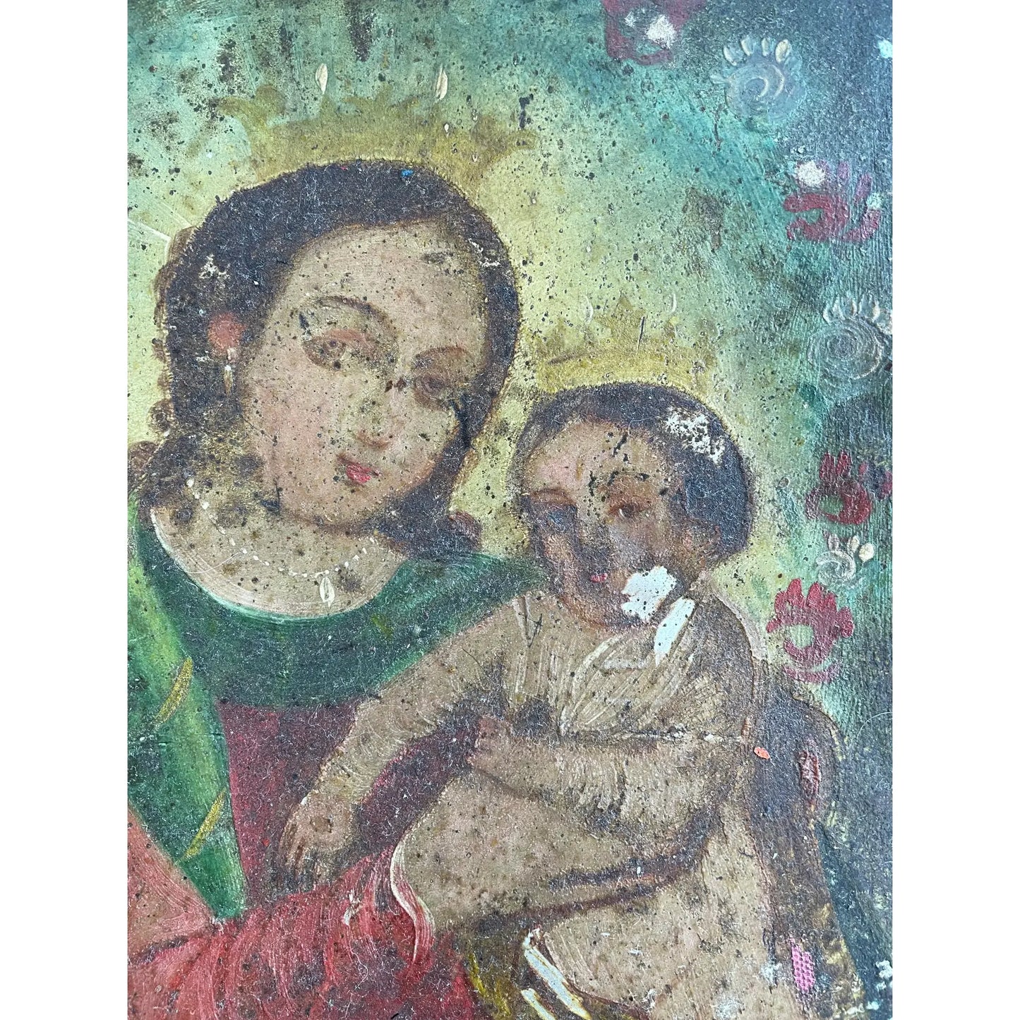 Antique Mexican Colonial Painted Icon
