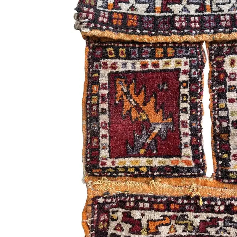 Antique Persian Hand-Knotted Qashqai Saddlebag Textile