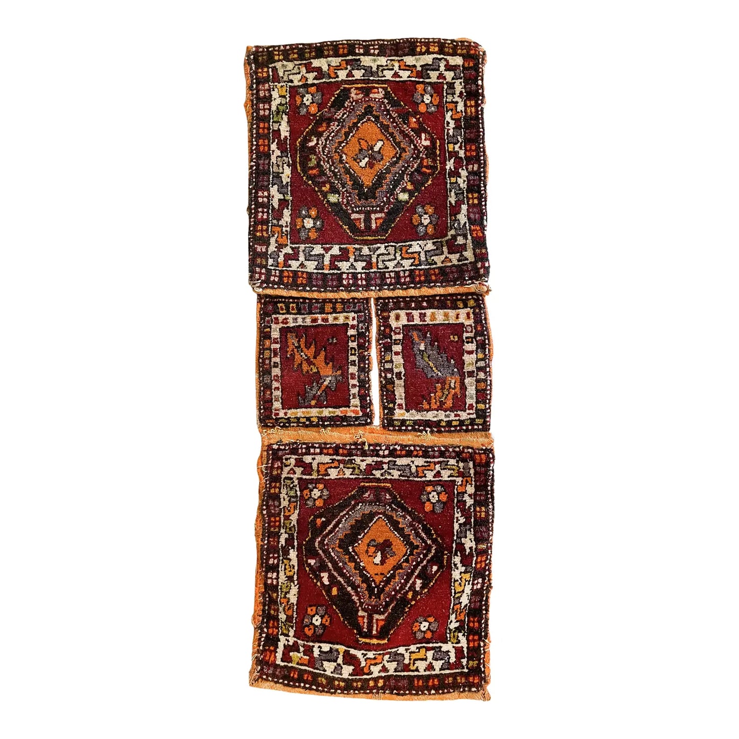 Antique Persian Hand-Knotted Qashqai Saddlebag Textile