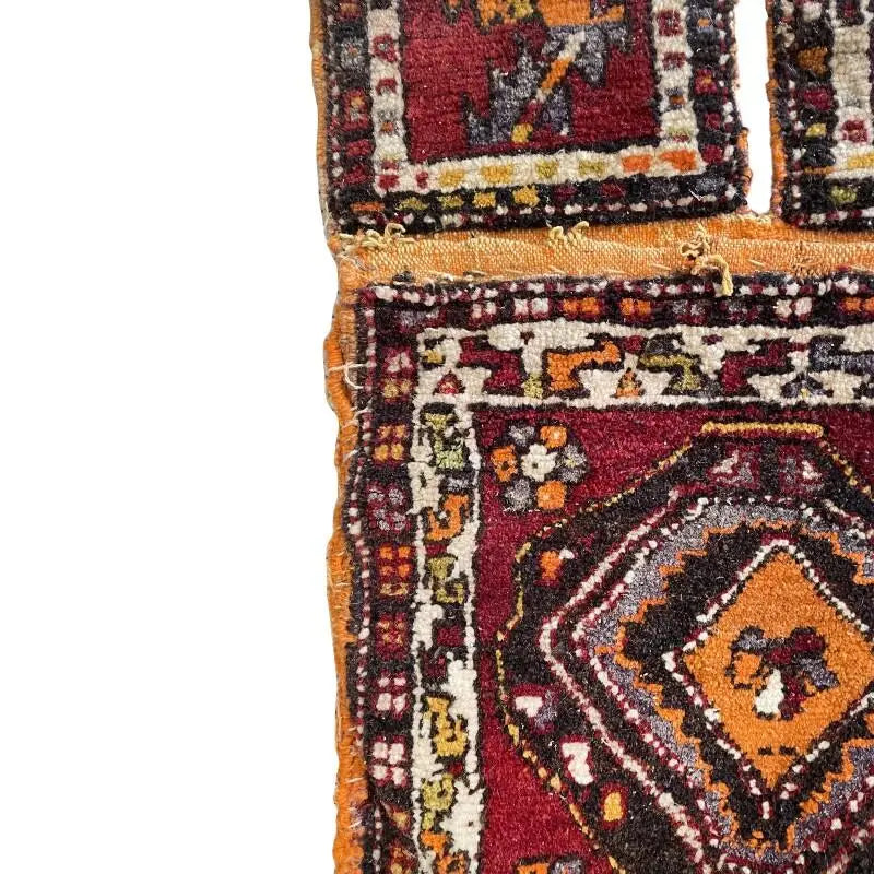 Antique Persian Hand-Knotted Qashqai Saddlebag Textile