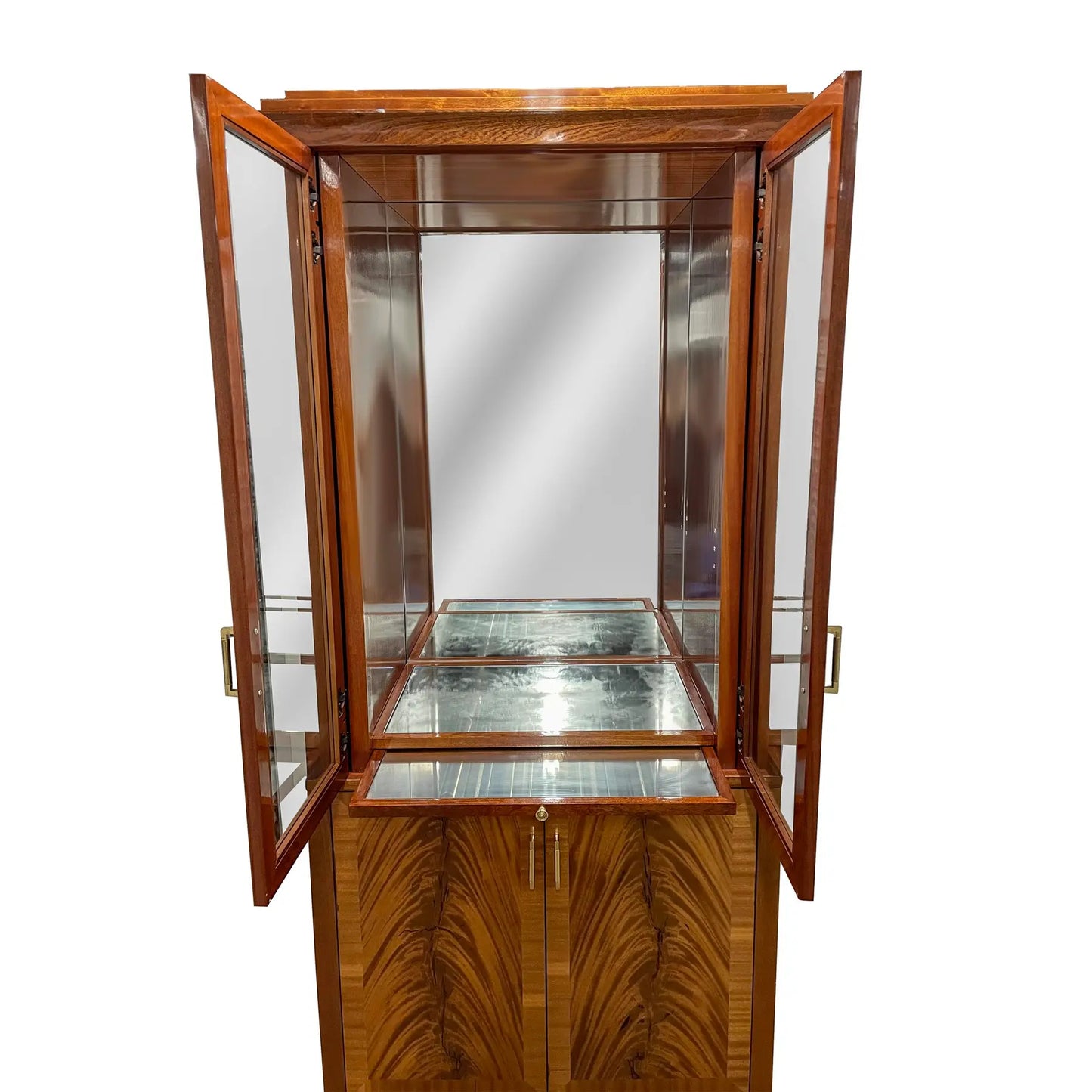 Art Deco Flame Mahogany Bar Cabinet