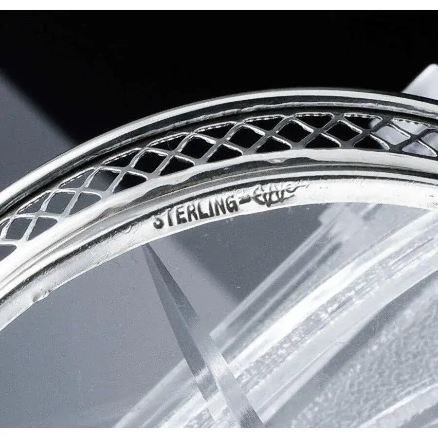 Art Deco Sterling Silver and Cut Glass Coaster Set