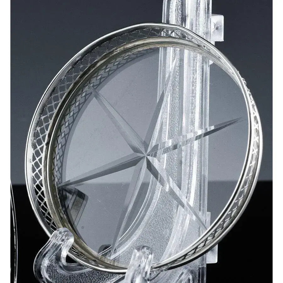 Art Deco Sterling Silver and Cut Glass Coaster Set