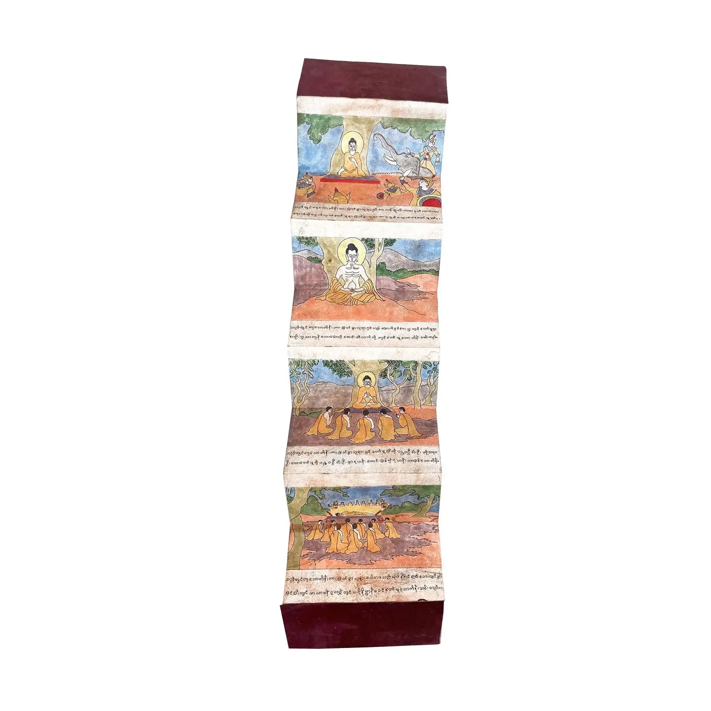 Burmese Illustrated Life of Buddha Parabaik Book