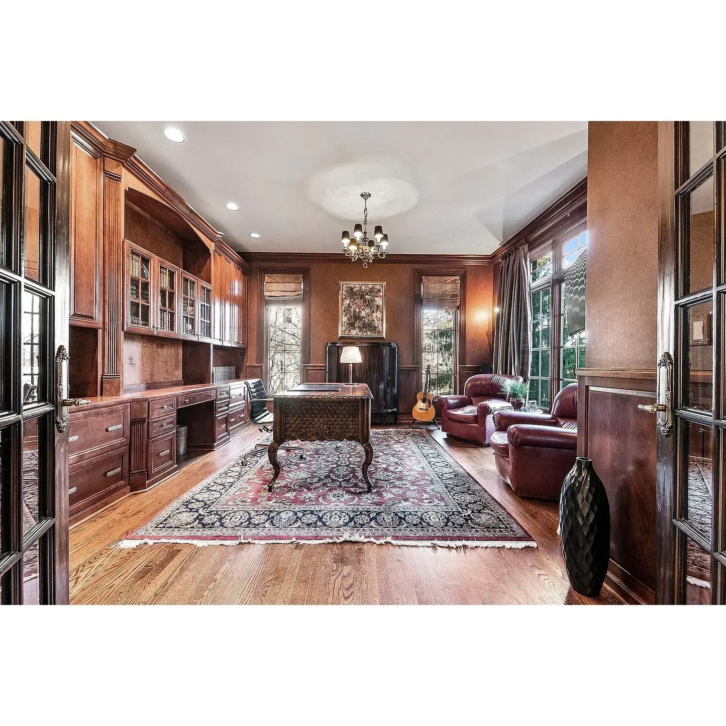 Cameron for Holly Hunt Roll Arm Leather Club Chairs