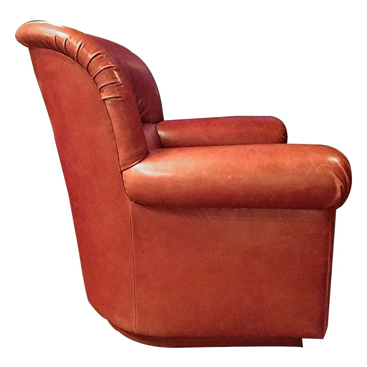 Cameron for Holly Hunt Roll Arm Leather Club Chairs