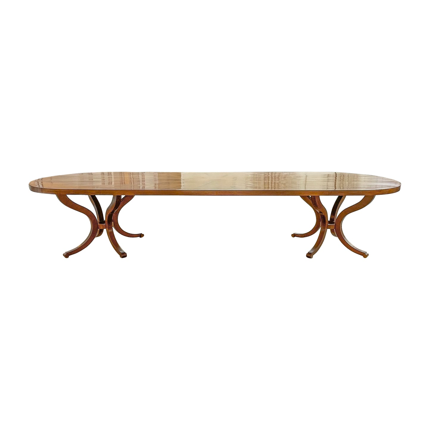 Dessin Fournir Sutcliffe Double Pedestal Walnut Oval Dining Table
