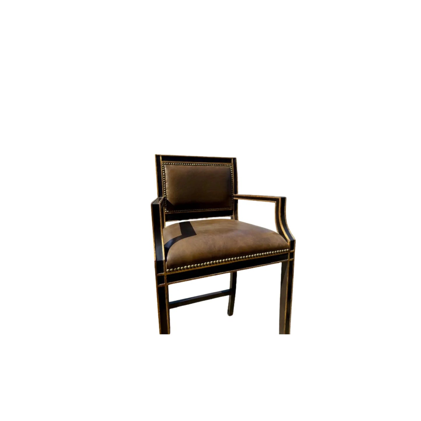 Dennis & Leen Neoclassical Style Leather Upholstered Counter Stools- A Set of 4