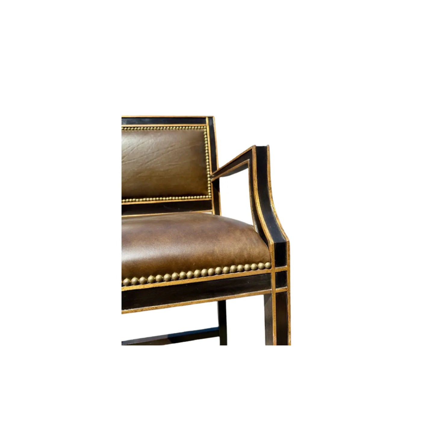 Dennis & Leen Neoclassical Style Leather Upholstered Counter Stools- A Set of 4