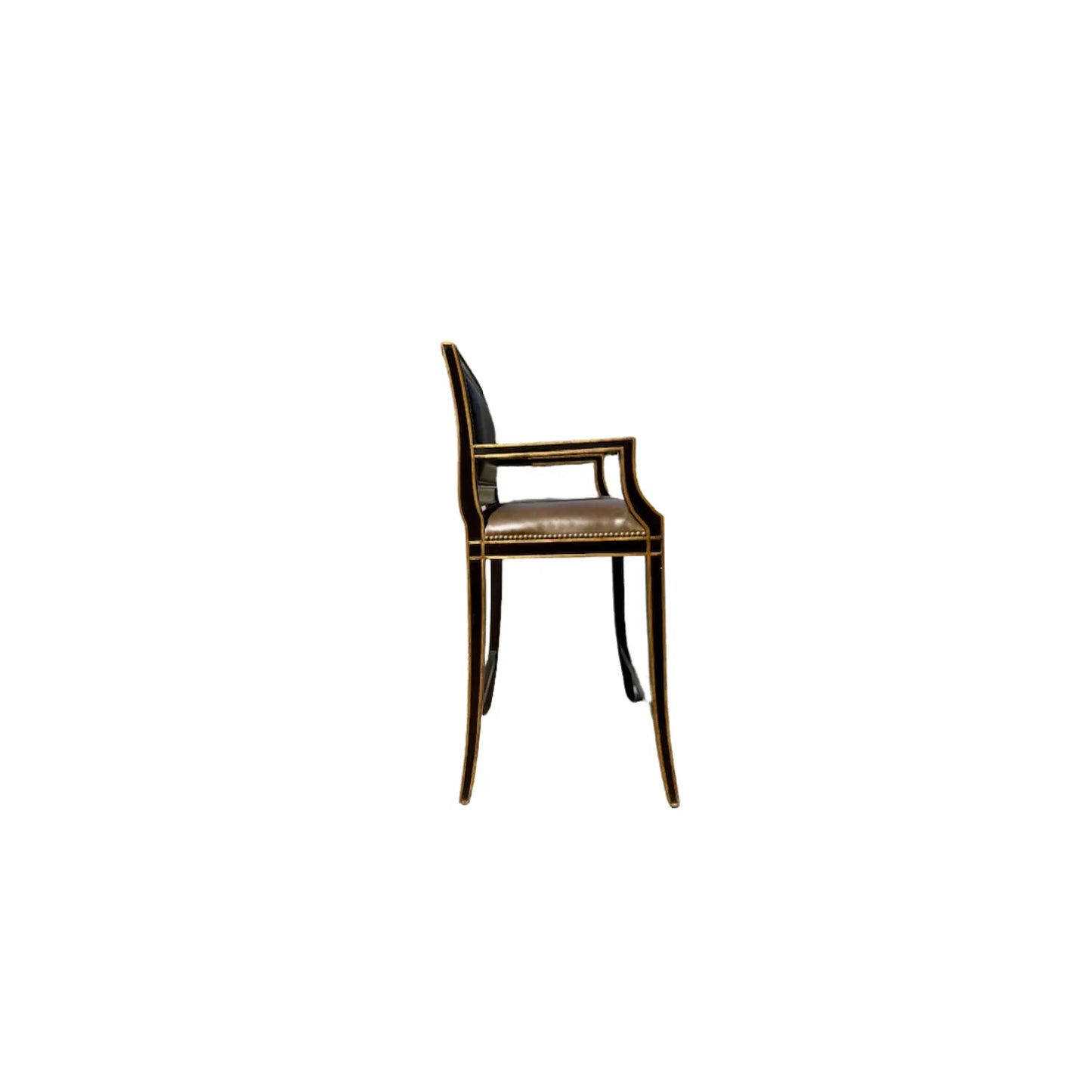 Dennis & Leen Neoclassical Style Leather Upholstered Counter Stools- A Set of 4