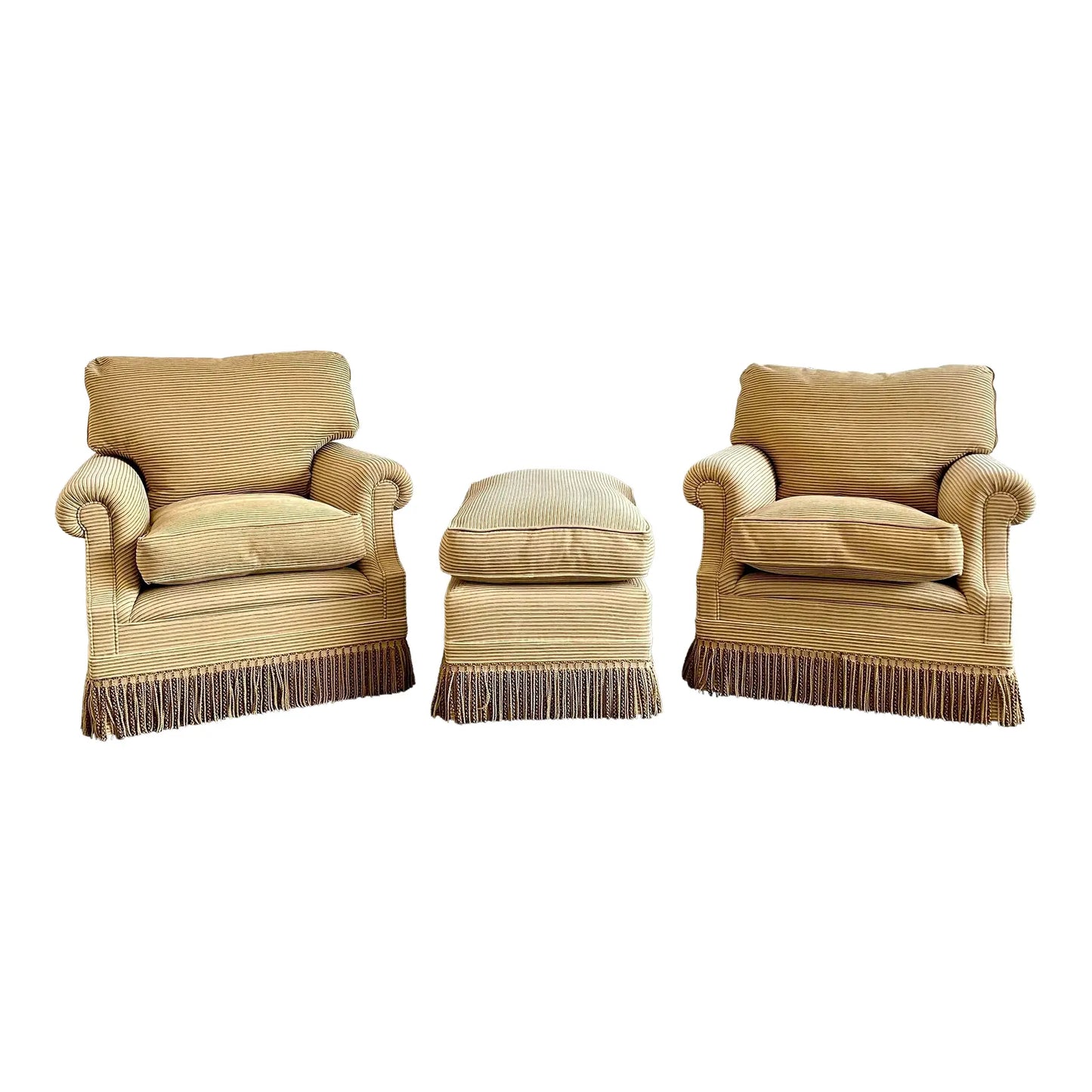 George Smith Scroll Arm Signature Chairs With Ottoman
