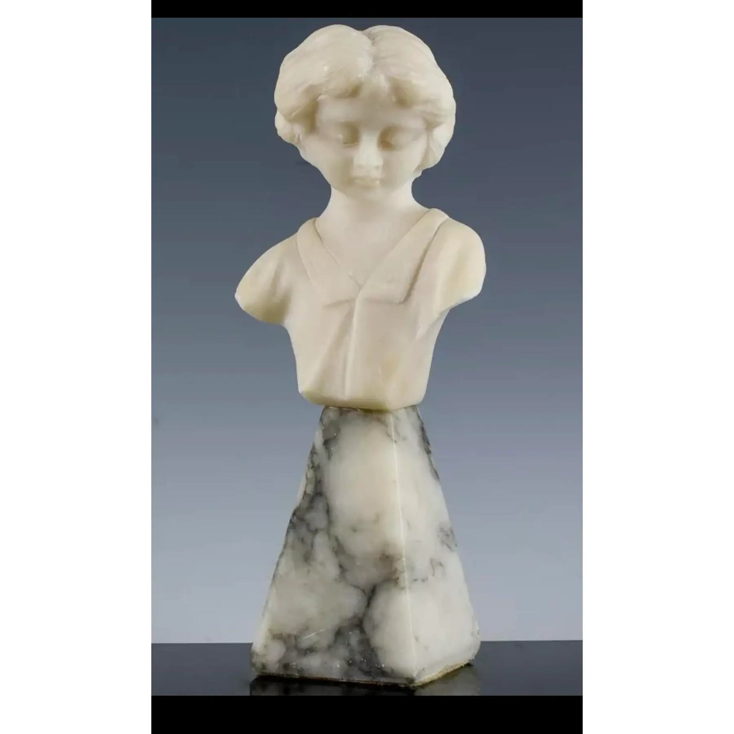 Italian Art Deco Alabaster Bust of a Child