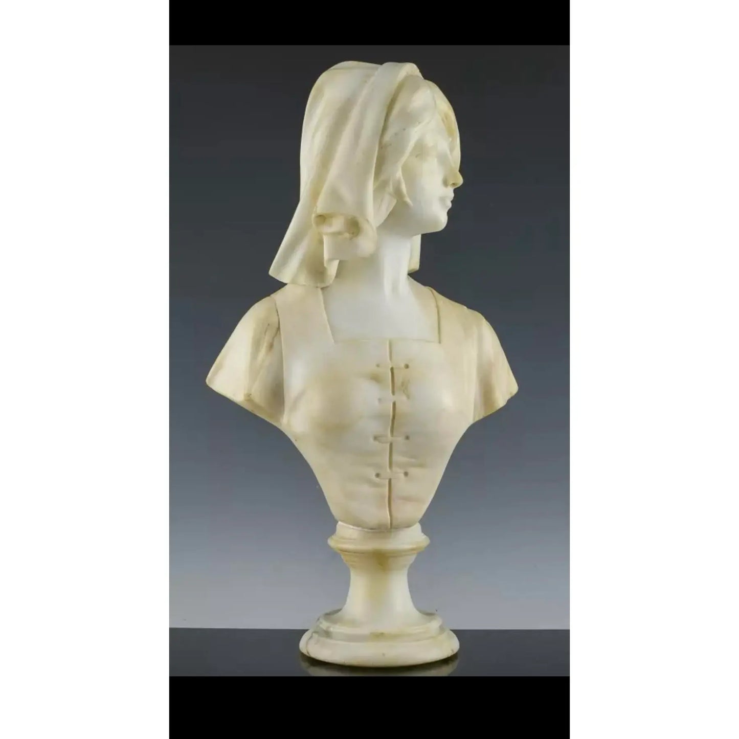 Italian Art Nouveau Alabaster Carving of a Young Woman
