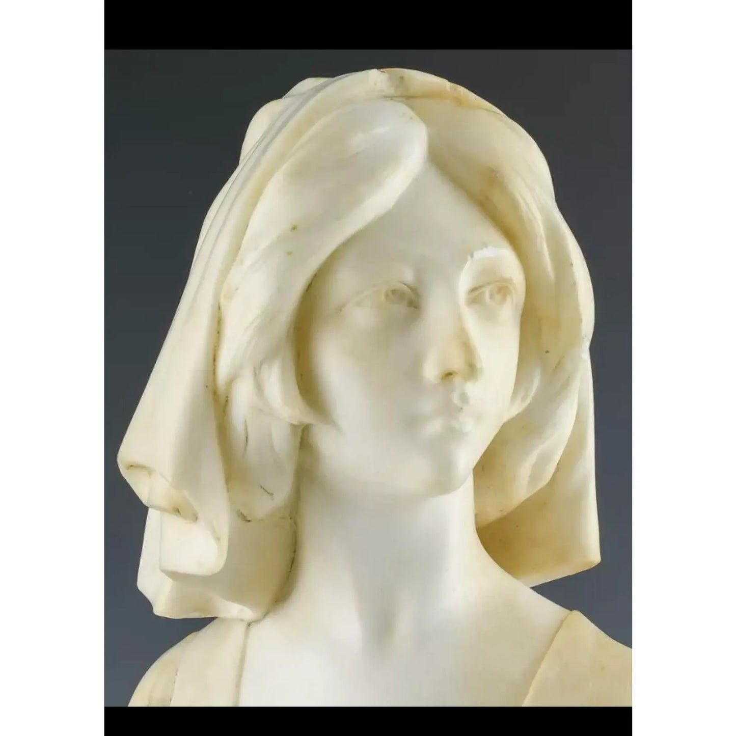 Italian Art Nouveau Alabaster Carving of a Young Woman