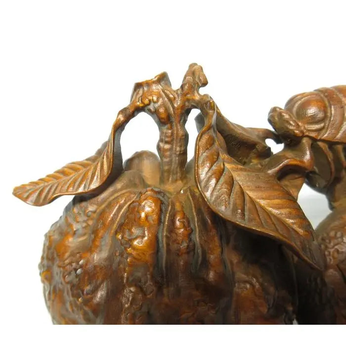 Vintage Japanese Shōwa Carved Boxwood Okimono With Cicada