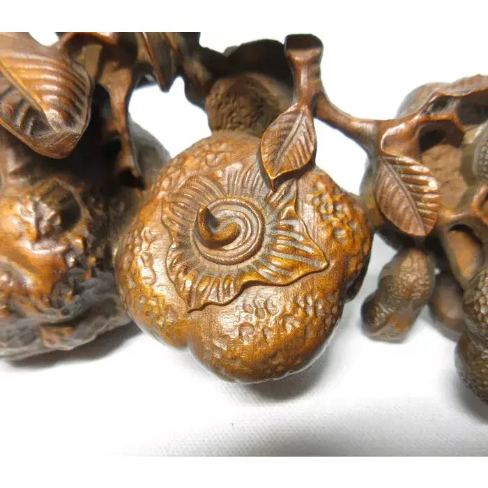 Vintage Japanese Shōwa Carved Boxwood Okimono With Cicada