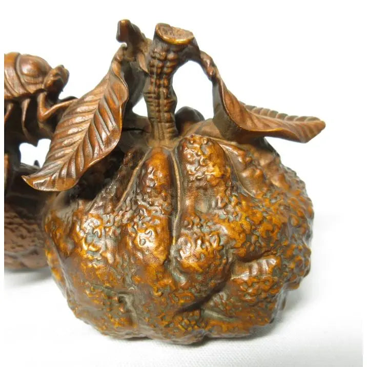 Vintage Japanese Shōwa Carved Boxwood Okimono With Cicada
