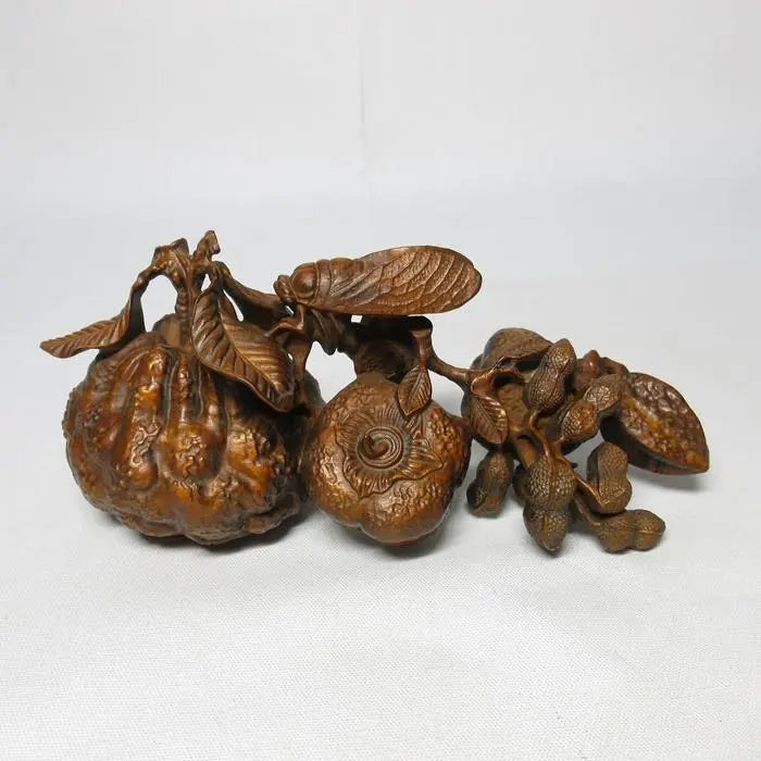 Vintage Japanese Shōwa Carved Boxwood Okimono With Cicada