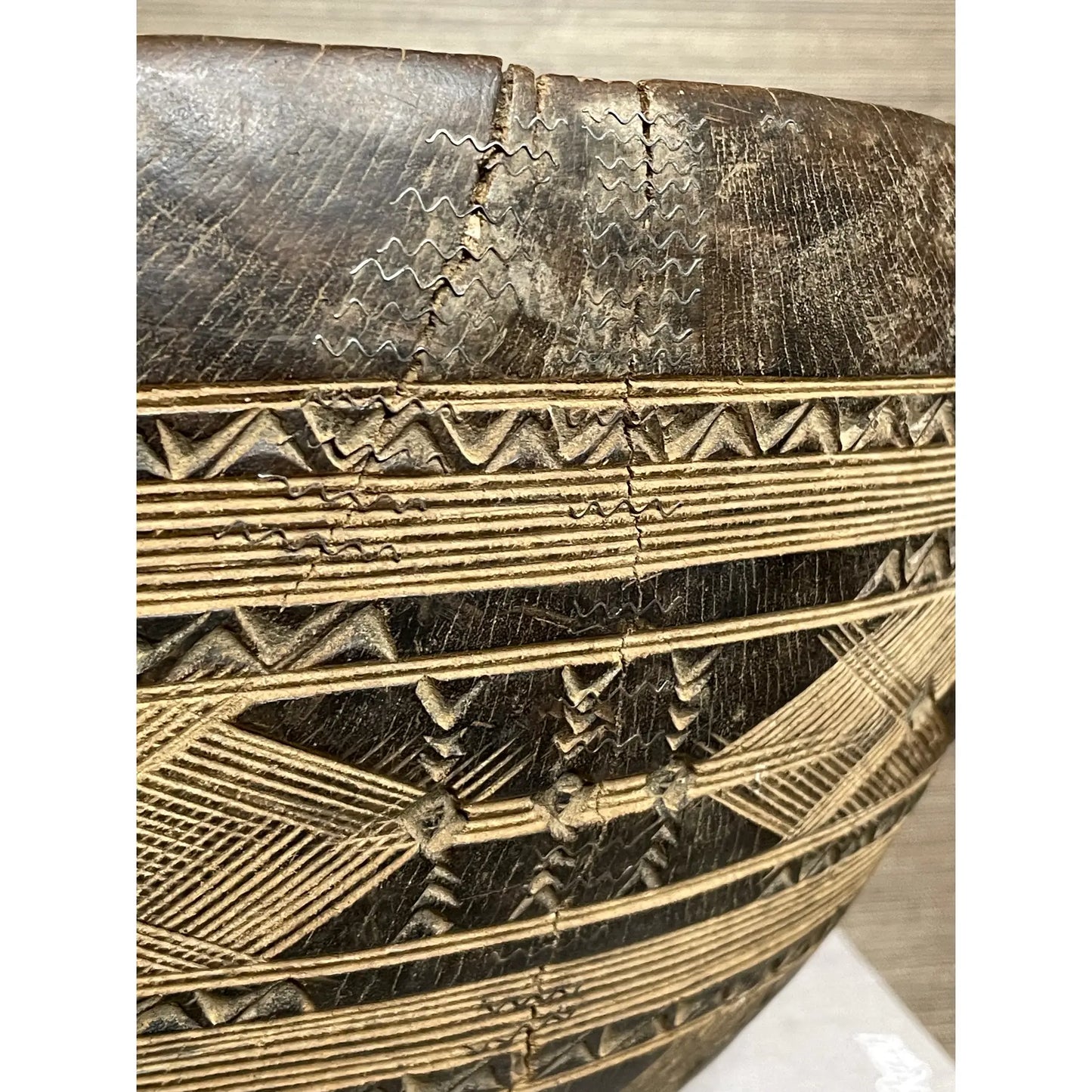 Large African Carved Fulani Wooden Bowl